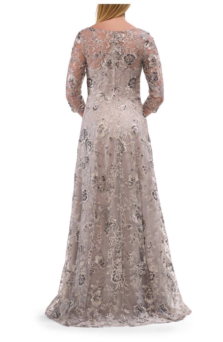 La Femme Lace Mother of the Bride Gown with V Neckline, Alternate, color, Silver