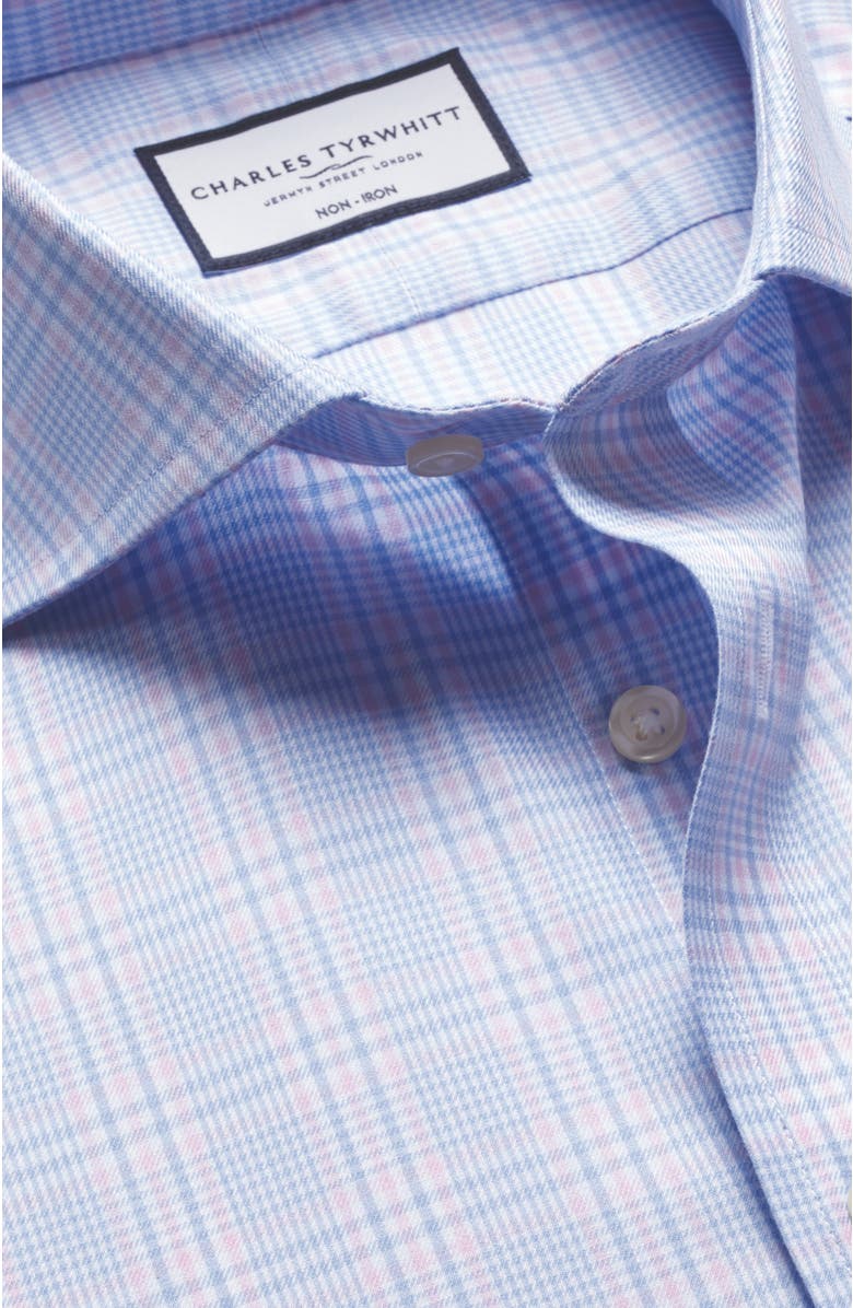 Charles Tyrwhitt Non-Iron Twill Prince of Wales Shirt, Alternate, color, Sky Blue