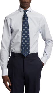 Ralph Lauren Purple Label Basic Bengal Stripe Silk Twill Button-Up Shirt