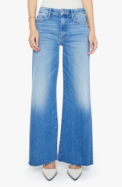 Mother Lil' Roller Frayed Wide Leg Jeans In Blue