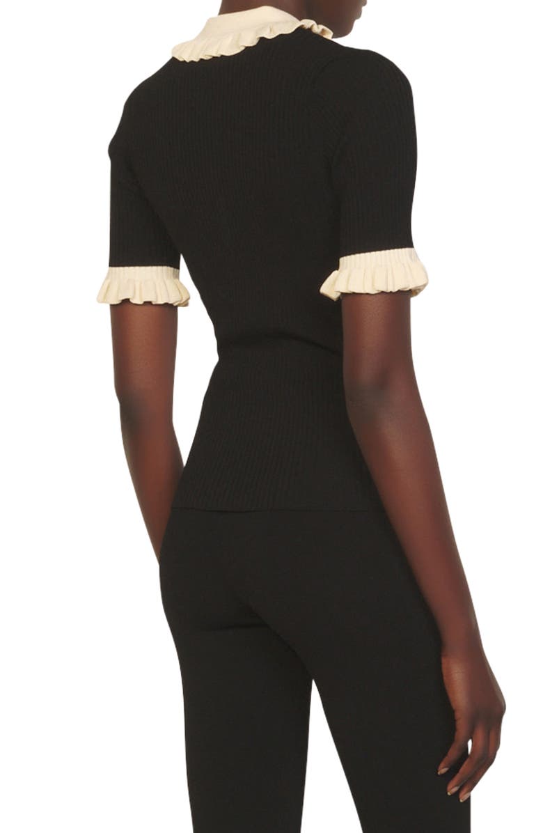SANDRO Solange Ruffle Peter Pan Collar Knit Top, Alternate, color, 
