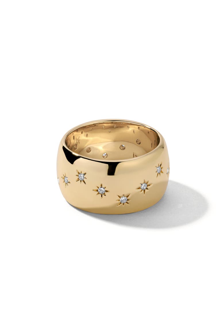 Celeste Crystal Star Band Ring, Main, color, GOLD
