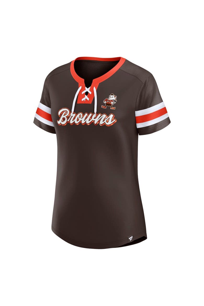 Women's Fanatics Branded Brown Cleveland Browns Original State Lace-Up T-Shirt, Alternate, color, Brown
