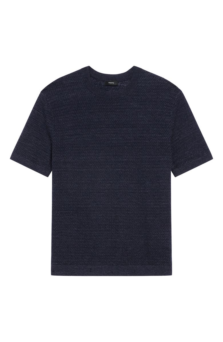 Theory Kolben Short Sleeve Linen & Cotton Blend Crewneck Sweater, Alternate, color, Baltic - Xhx