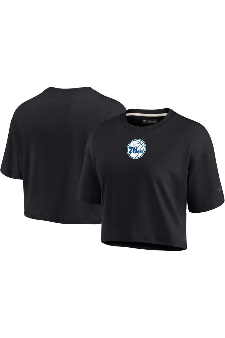 Women's Fanatics Signature Black Philadelphia 76ers Elements Super Soft Boxy Cropped T-Shirt, Alternate, color, Black