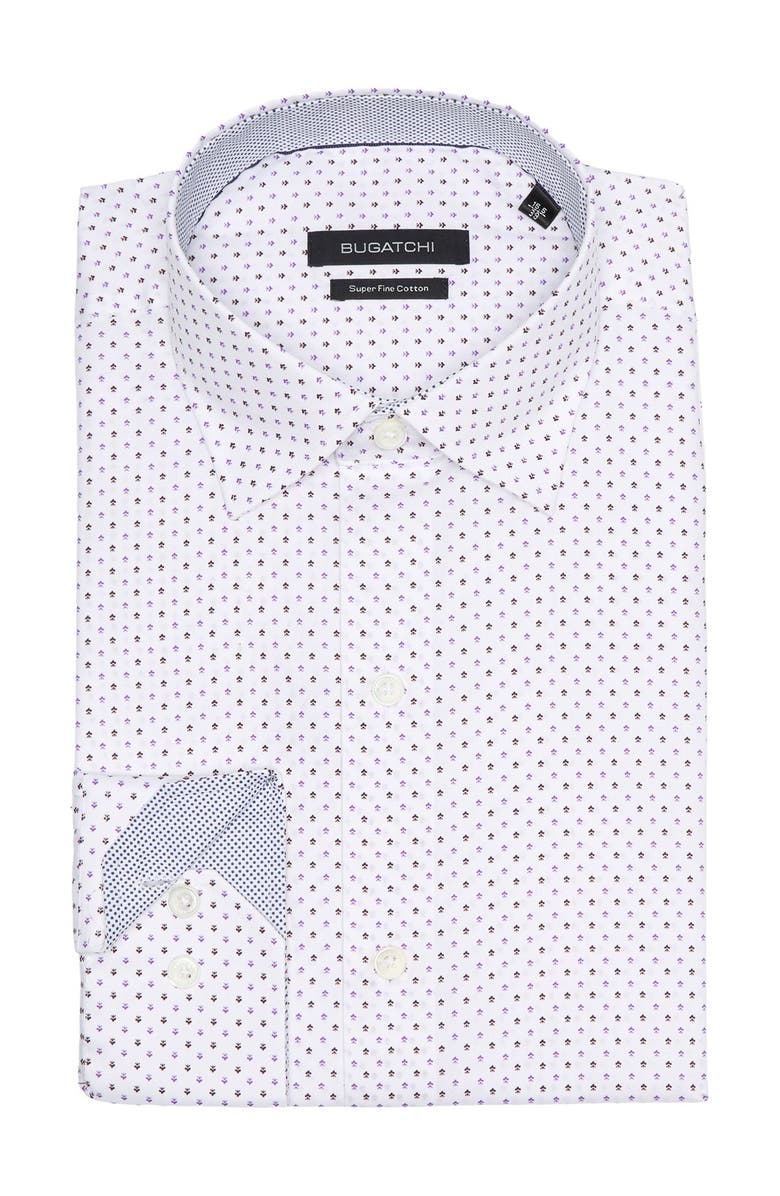 Bugatchi Micro Print Shaped Fit Dress Shirt, Main, color, 
