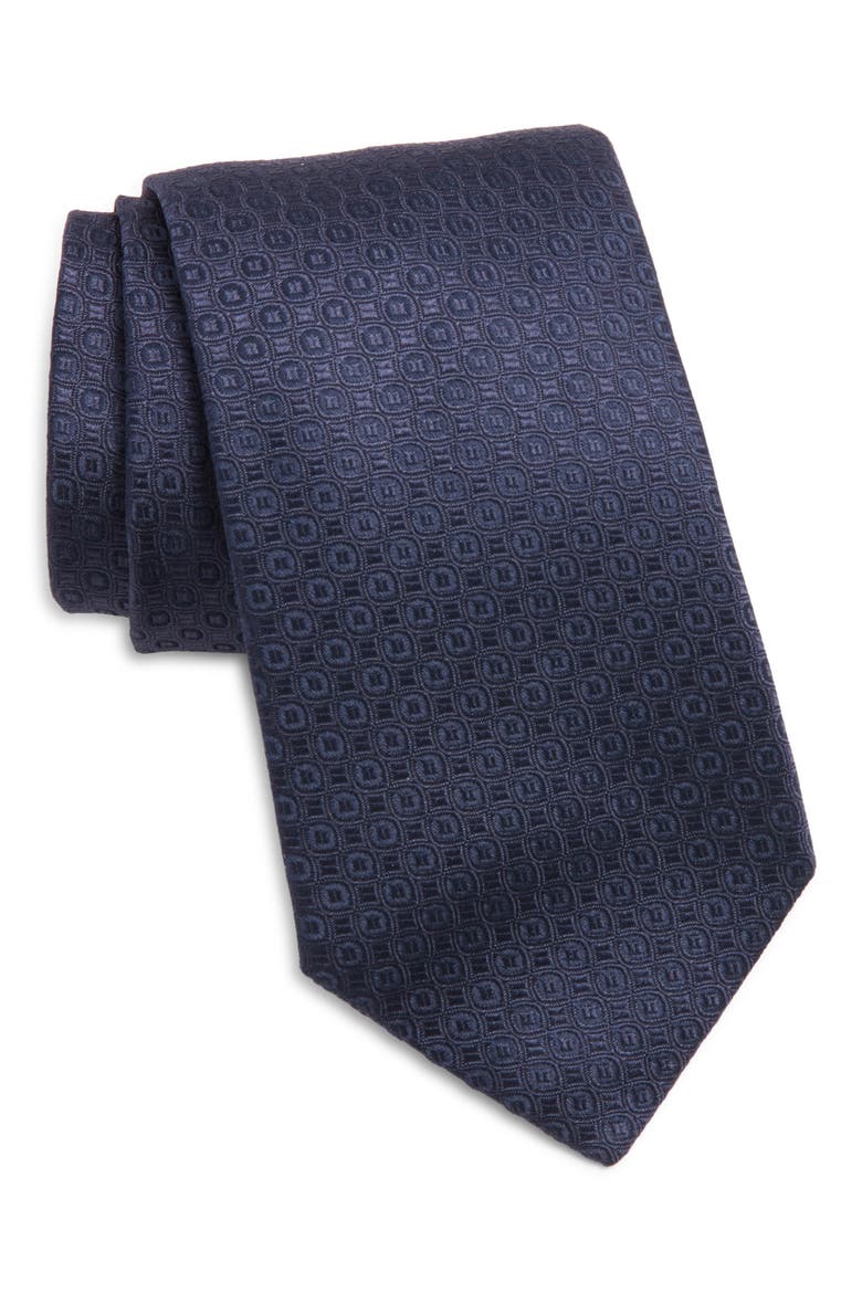Roland Geometric Jacquard Silk Tie, Main, color, NAVY