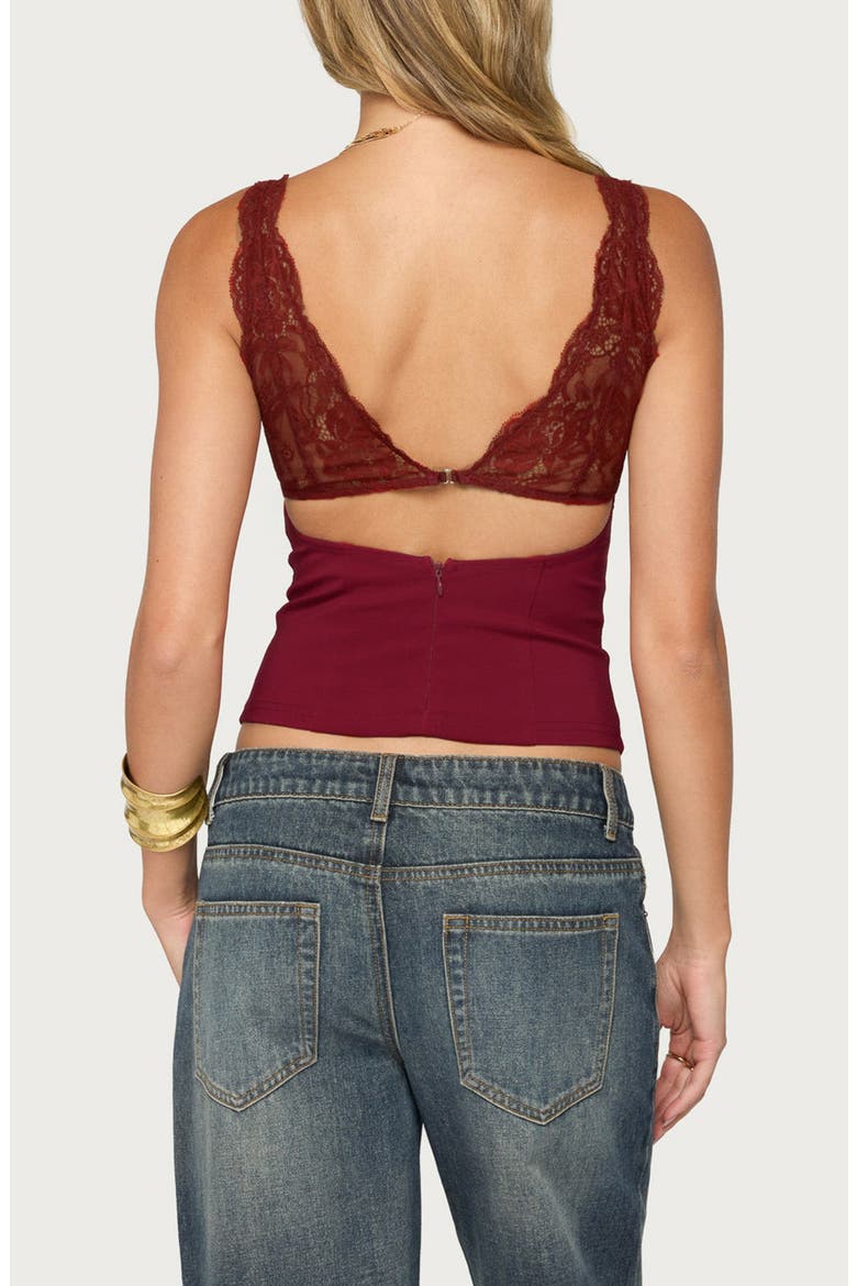 Dottie Lace Trim Woven Top, Alternate, color, BURGUNDY