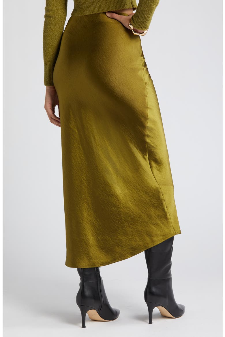 Satin Column Maxi Skirt, Alternate, color, OLIVE AVOCADO