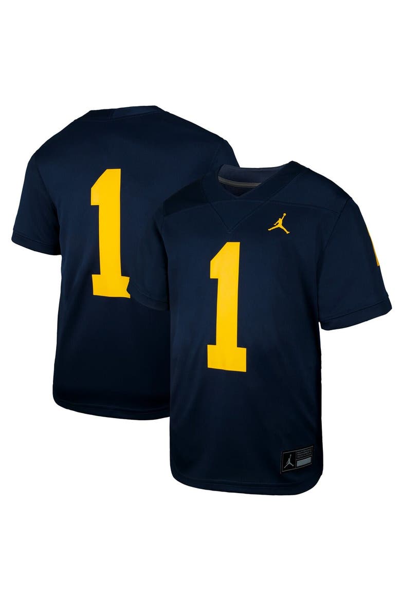Preschool Jordan Brand #1 Navy Michigan Wolverines Untouchable Replica Game Jersey, Main, color, Navy