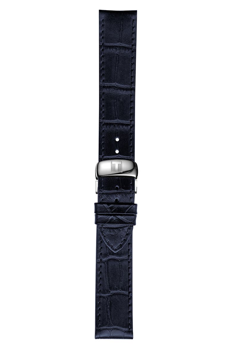 PRC200 Chronograph Leather Strap Watch, 41mm, Alternate, color, BLUE/ SILVER