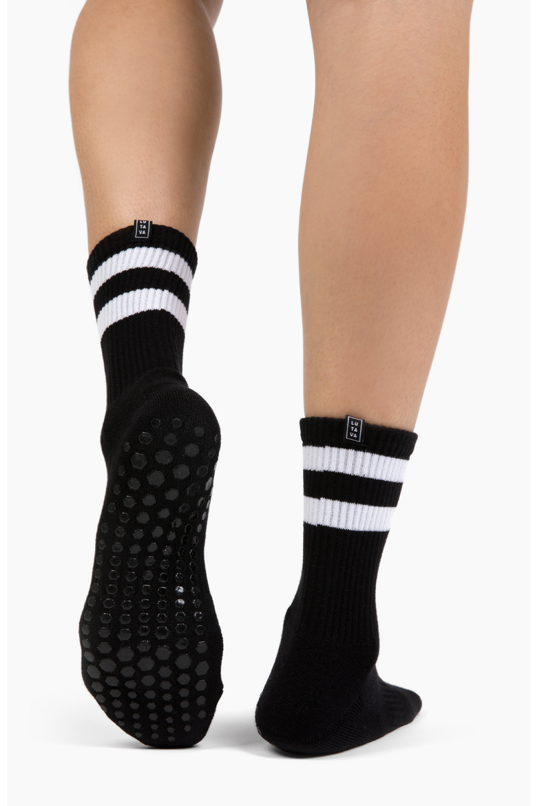 Antimicrobial Grip Sock- Black Crew with Black Grip - 4 Pack, Alternate, color, Black