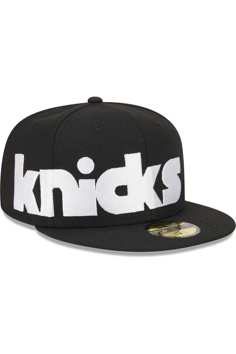 Men's New Era Black New York Knicks Checkerboard UV 59FIFTY Fitted Hat, Main, color, Black
