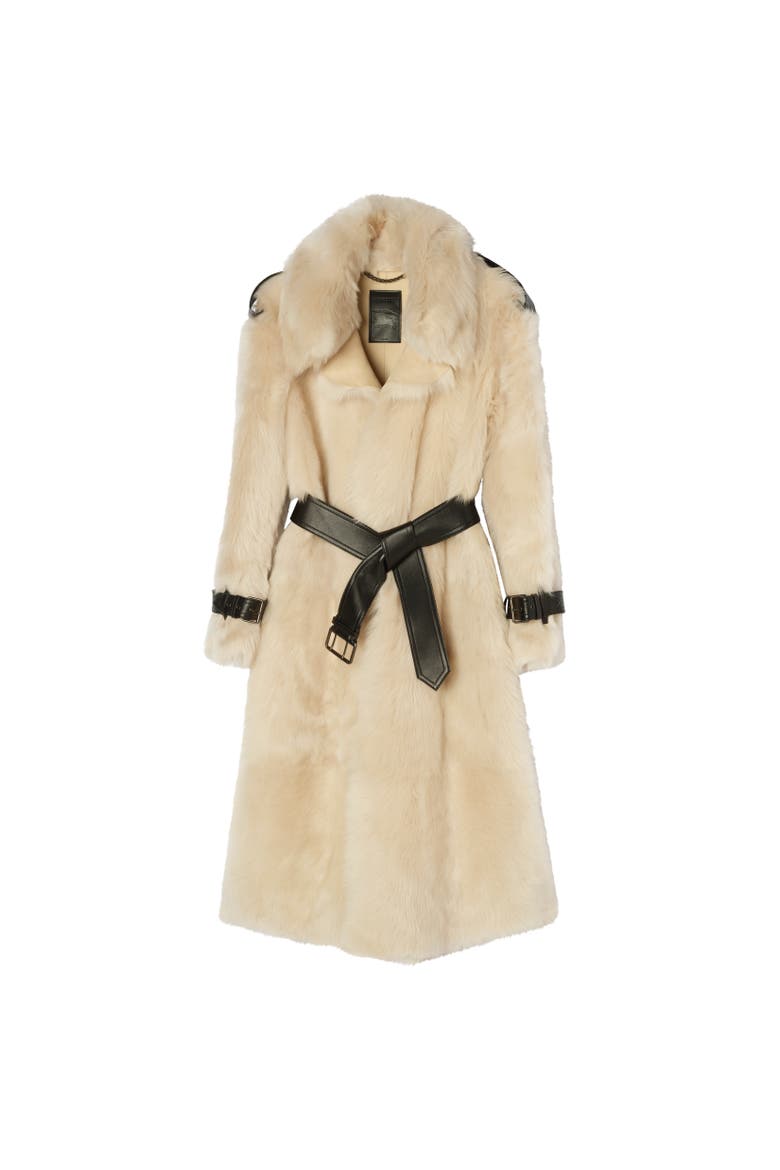 Long Shearling Linley Coat, Alternate, color, Ecru beige