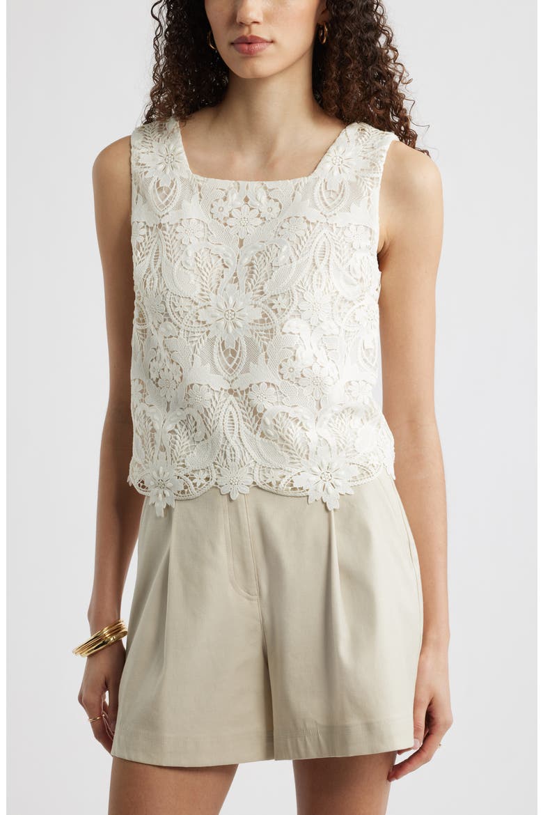 Floral Cutwork Lace Top, Main, color, WHITE COCONUT