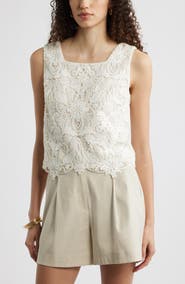 Nordstrom Floral Cutwork Lace Top