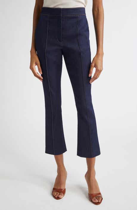 Veronica Beard Tani Pintuck Pleat High Waist Ankle Flare Jeans