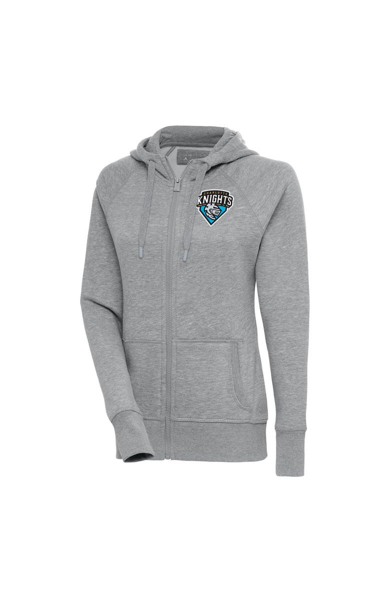 ANTIGUA Women's Antigua  Heather Gray Charlotte Knights Victory Full-Zip Hoodie, Alternate, color, 