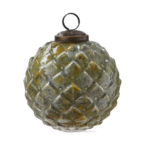 Gilded Yellow Glass Ball Ornament for Christmas Tree Decor