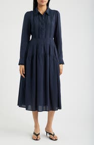 ZOE AND CLAIRE Lace Inset Long Sleeve Midi Dress
