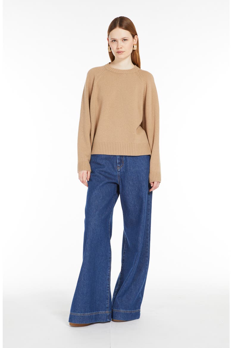 Gabbia Virgin Wool Crewneck Sweater, Alternate, color, CAMEL