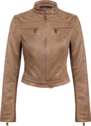 LIONESS Bella Faux Suede Moto Jacket | Nordstrom