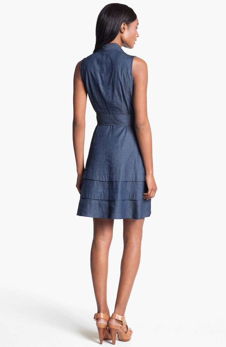 Adrianna Papell Faux Wrap Chambray Dress, Alternate, color,