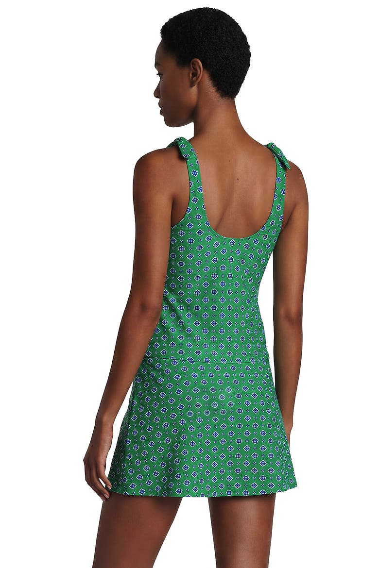 Tie Shoulder Flutter Tankini Top, Alternate, color, Green/Navy Geo Floral