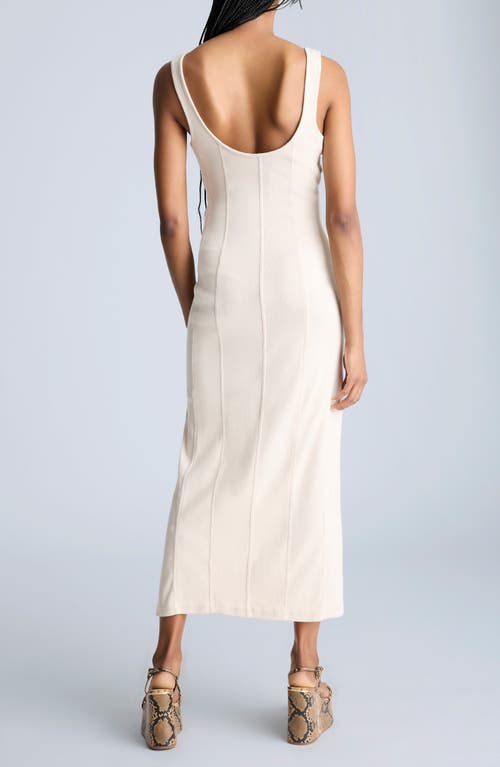 Kenneth Cole Seam Detailed Knit Midi Dress With Front Slit In Oyster
