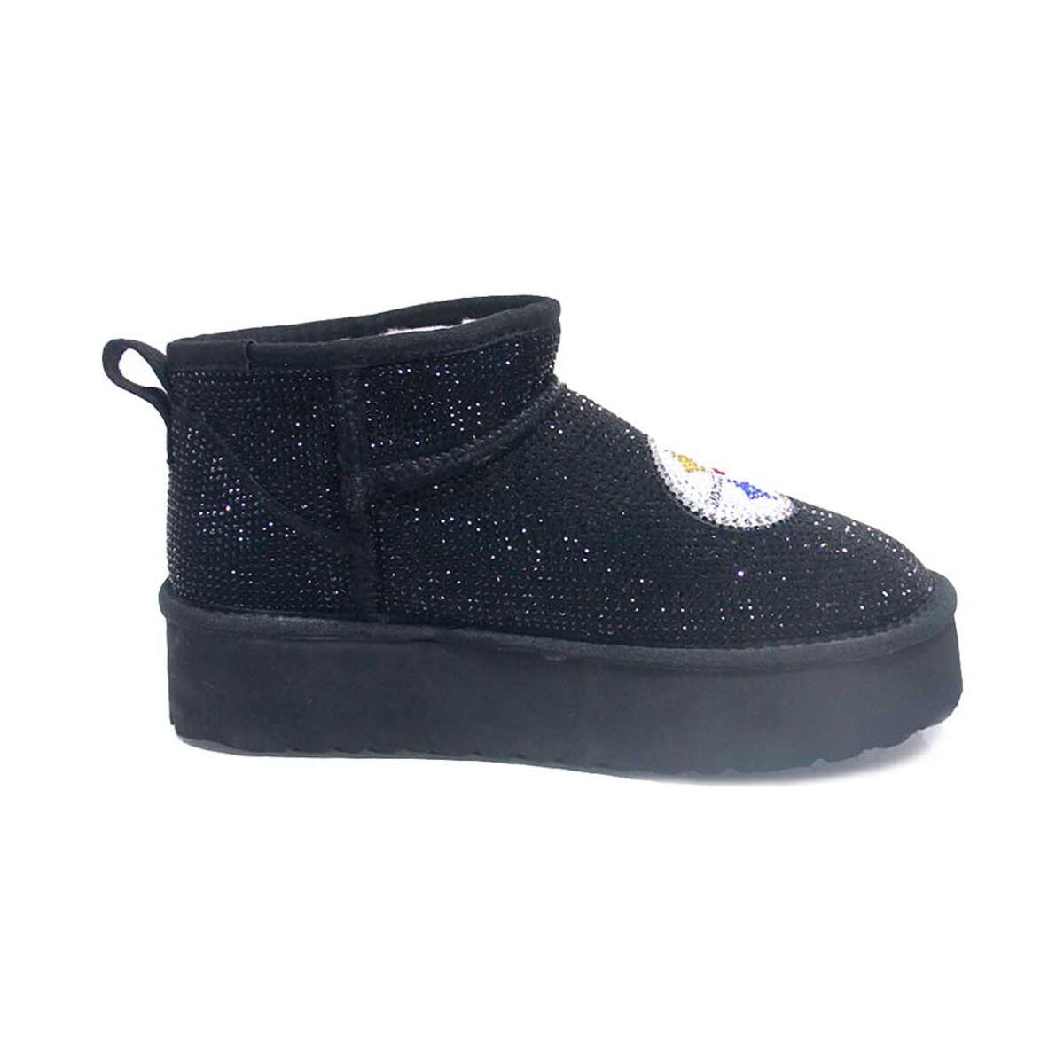 CUCE Women's Cuce Black Pittsburgh Steelers Crystal Platform Boots, Alternate, color, 