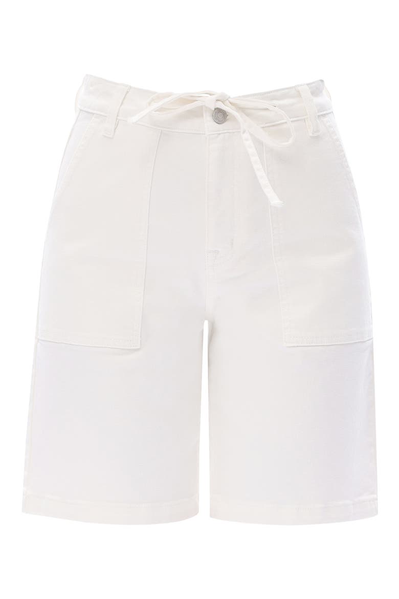 Drawstring High Waist Denim Bermuda Shorts, Alternate, color, WHITE