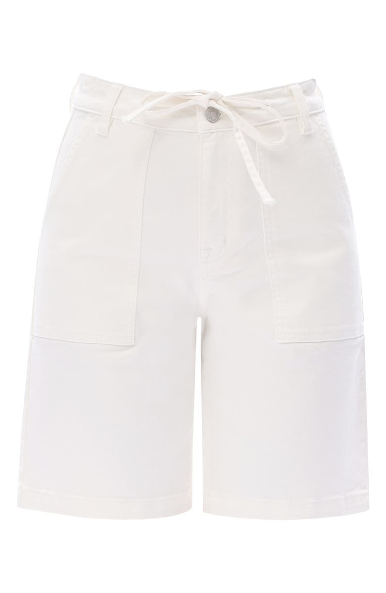 Bayeas Drawstring High Waist Denim Bermuda Shorts, Alternate, color, White