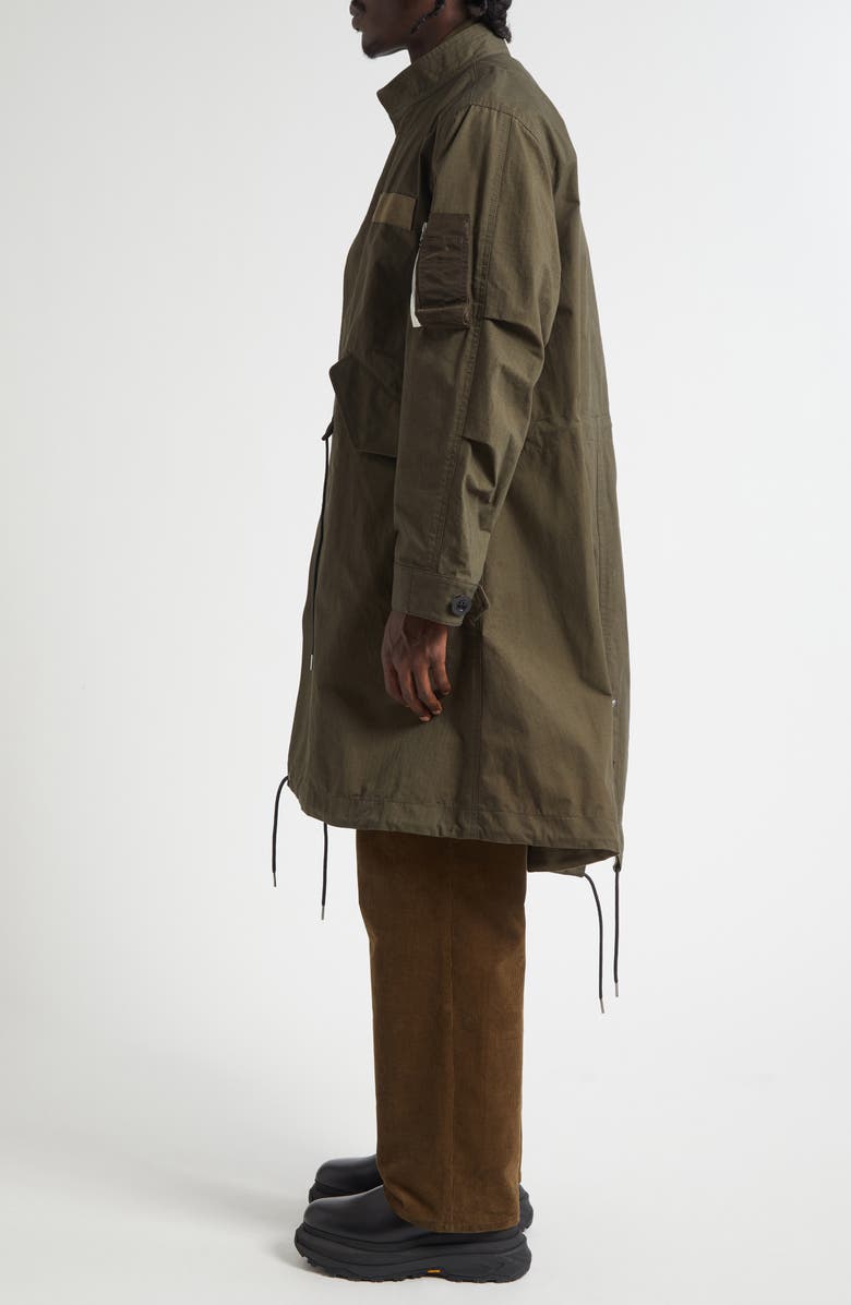 Sacai Cotton & Nylon Ripstop Coat, Alternate, color, Khaki