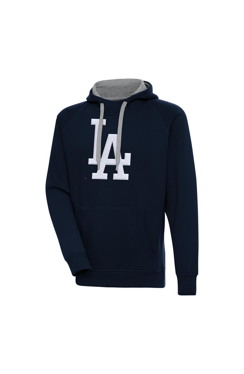 ANTIGUA Men's Antigua  Navy Los Angeles Dodgers Victory Chenille Pullover Hoodie, Alternate, color, Navy