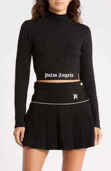Sparkle Mock Neck Long Sleeve Crop Top