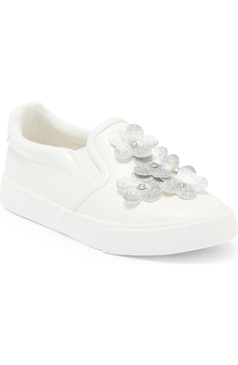 OLIVIA MILLER Glitter Flower Slip-On Sneakers, Main, color,