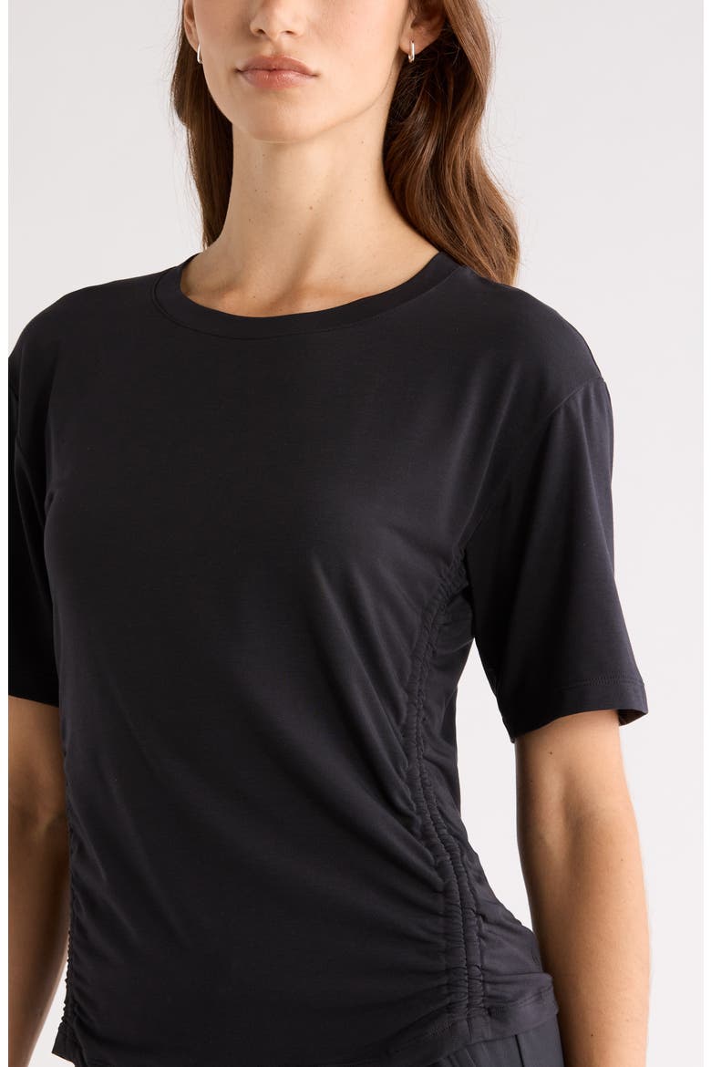 Breathe Ruched Performance T-Shirt, Alternate, color, BLACK