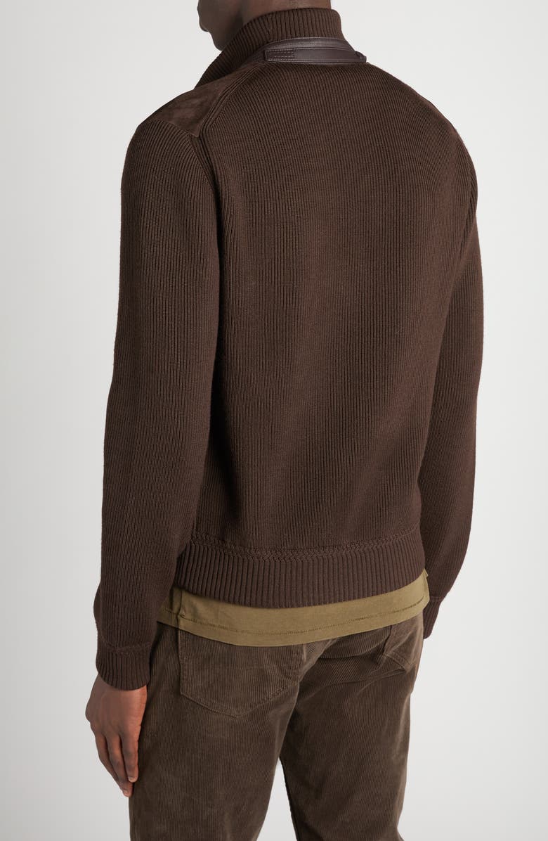 TOM FORD Mixed Media Cardigan, Alternate, color, Kb870 Deep Brown