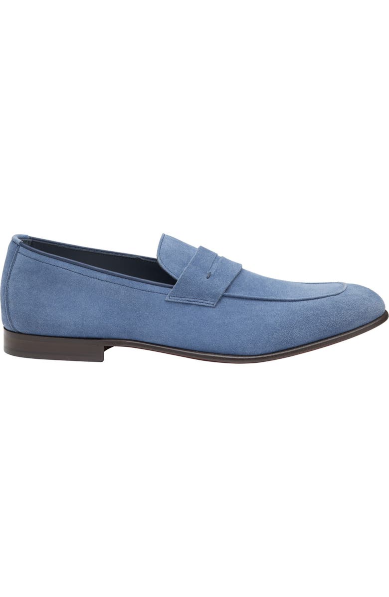 Johnston & Murphy Taylor Moc Toe Penny Loafer, Alternate, color, Denim Italian Suede