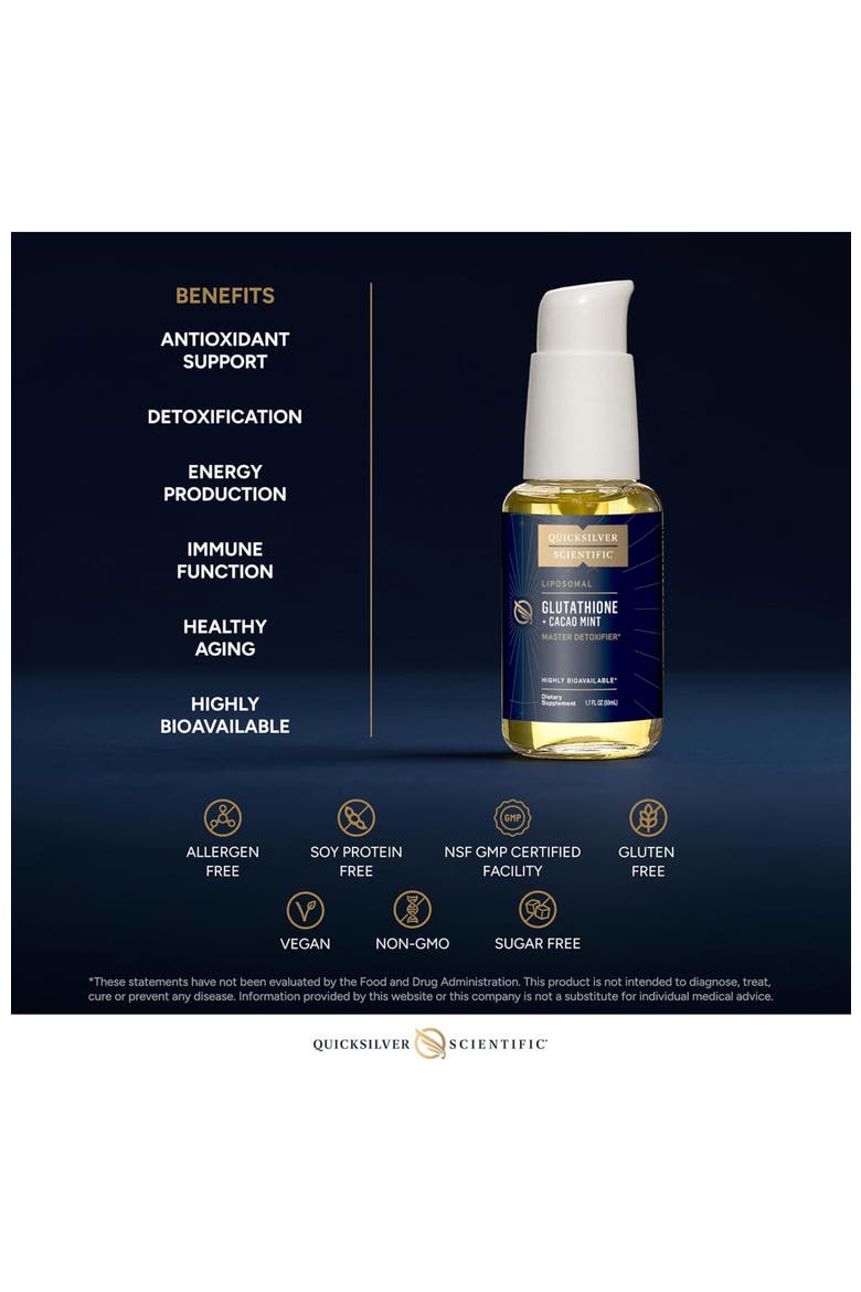 quicksilver glutathione supplement Scientific Liposomal Cacao Mint Antioxidant Liquid L-glutathione réduit 50mg 50 بشرة مشرقة Size:30 gummies