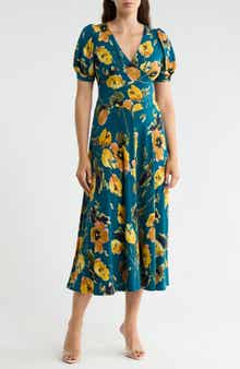 Short Sleeve V-Neck Midi Dress