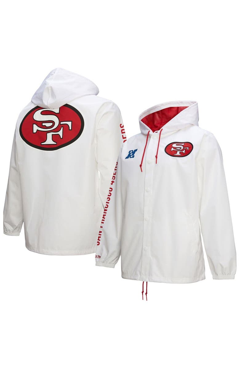 Mitchell & Ness Men's Mitchell & Ness White San Francisco 49ers Vintage Logo Coaches Full-Snap Hoodie Jacket, Main, color, White