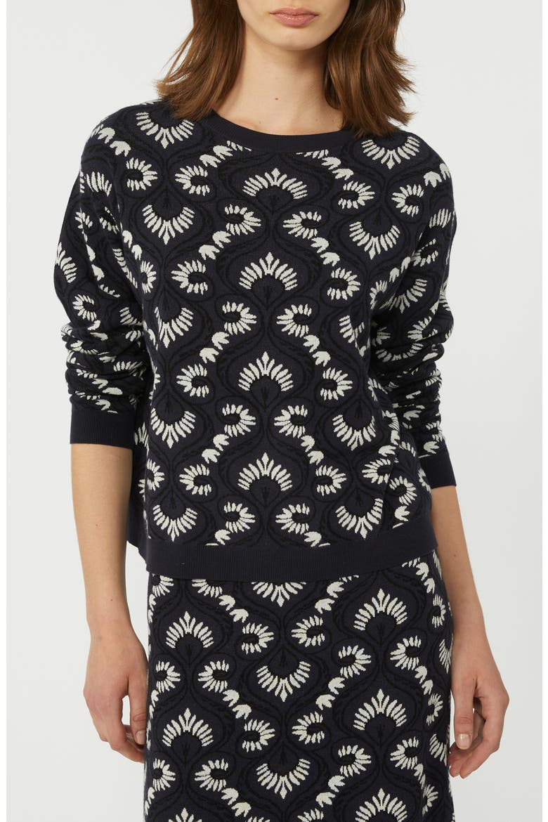 Abstract Print Crewneck Sweater, Alternate, color, NAVY