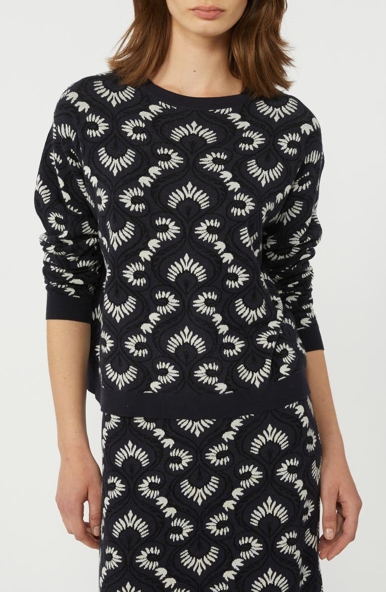 Weekend Max Mara Abstract Print Crewneck Sweater, Alternate, color, Navy
