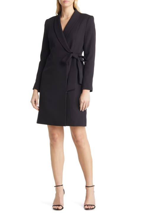 Side Tie Long Sleeve Wrap Coat Dress