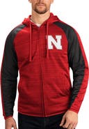 G-III SPORTS BY CARL BANKS Men's G-III Sports by Carl Banks Scarlet Nebraska Huskers Neutral Zone Raglan Full-Zip Track Jacket Hoodie
