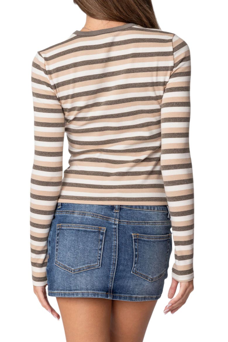 Sivan Stripe Stretch Cotton T-Shirt, Alternate, color, BEIGE