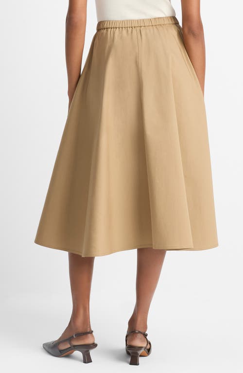 Vince Womens Dk Barley High-waist Flared Stretch-cotton Midi Skirt In Brown