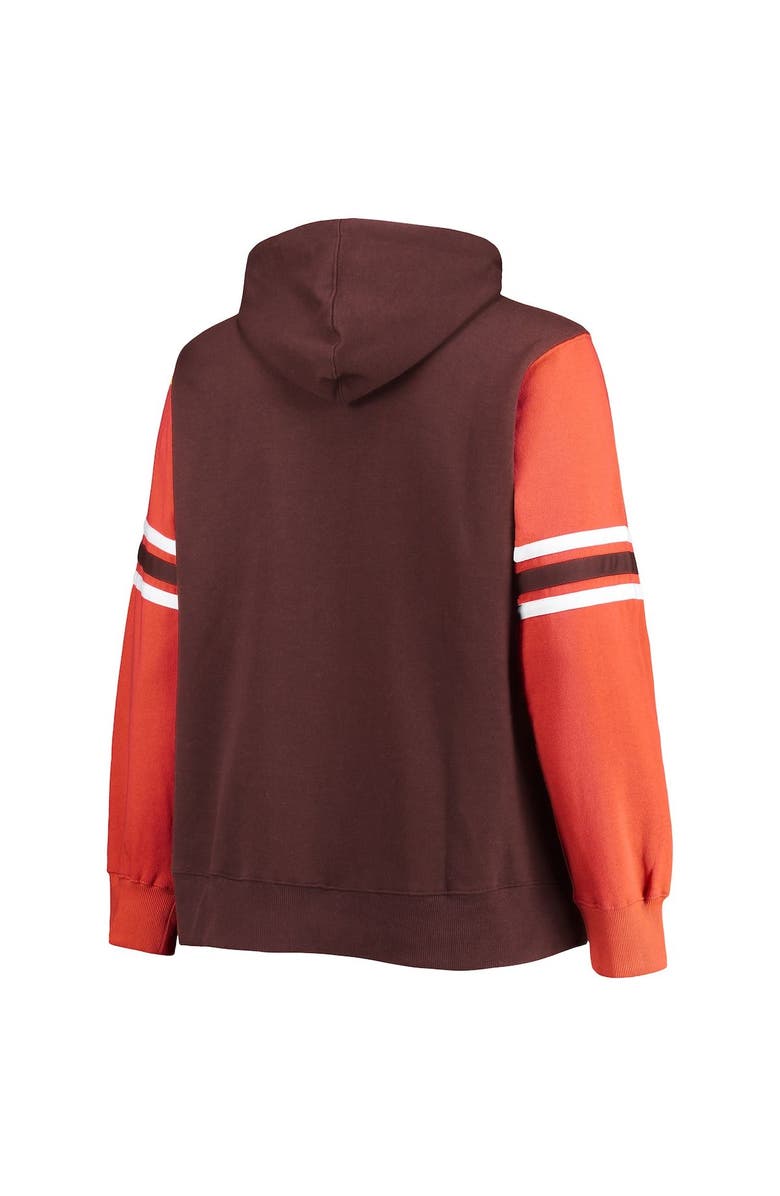 FANATICS Women's Fanatics Branded Brown/Orange Cleveland Browns Plus Size Primary Logo Script Full-Zip Hoodie, Alternate, color, 