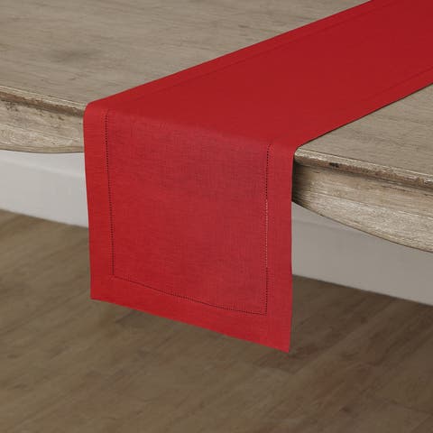 Linen Table Runner for Dining Table, Holiday and Everyday Table Decor - Classic Hemstitch